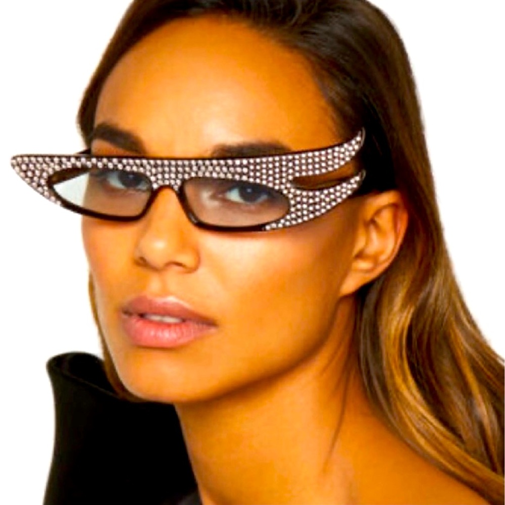 Gucci Glasses, Tortoise and Crystal Rhinestone Asymmetrical Wing Plume